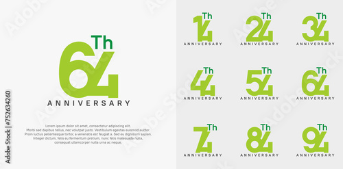 anniversary logotype vector design set green color can be use for celebration day