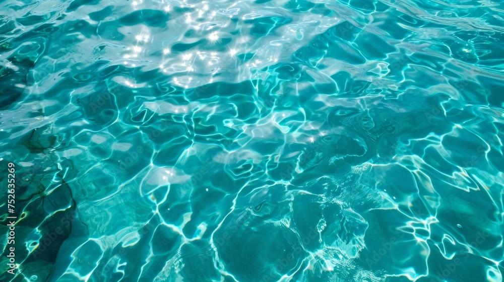 Crystal clear ocean lagoon bay turquoise blue azure water surface generative ai