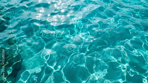 Crystal clear ocean lagoon bay turquoise blue azure water surface generative ai