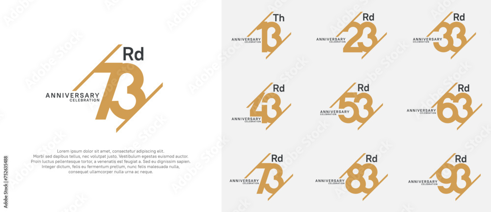 anniversary logotype vector set with brown and black color can be use for celebration purpose