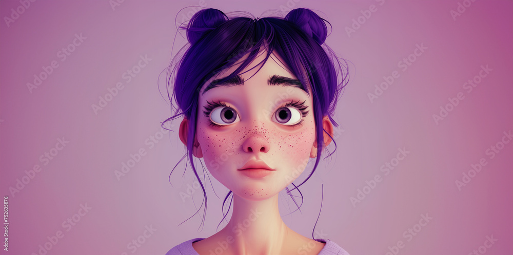 Mesmerizing Gaze. A stunning digital portrait of a woman with captivating eyes in a vibrant purple ambiance Mesmerizing Gaze. A stunning digital portrait of a woman with captivating eyes in a vibrant purple ambiance