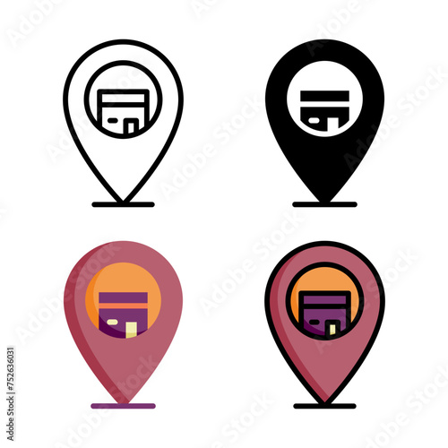 Qibla icon set style collection in line, solid, flat, flat line style on white background