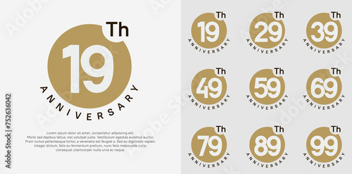 anniversary logotype vector set with brown color circle can be use for celebration moment