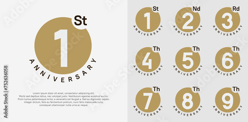 anniversary logotype vector set with brown color circle can be use for celebration moment