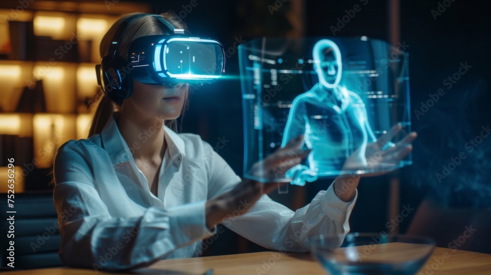 Fototapeta premium Telecommunication with VR technology