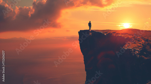 silhouette of a person on the top of mountain