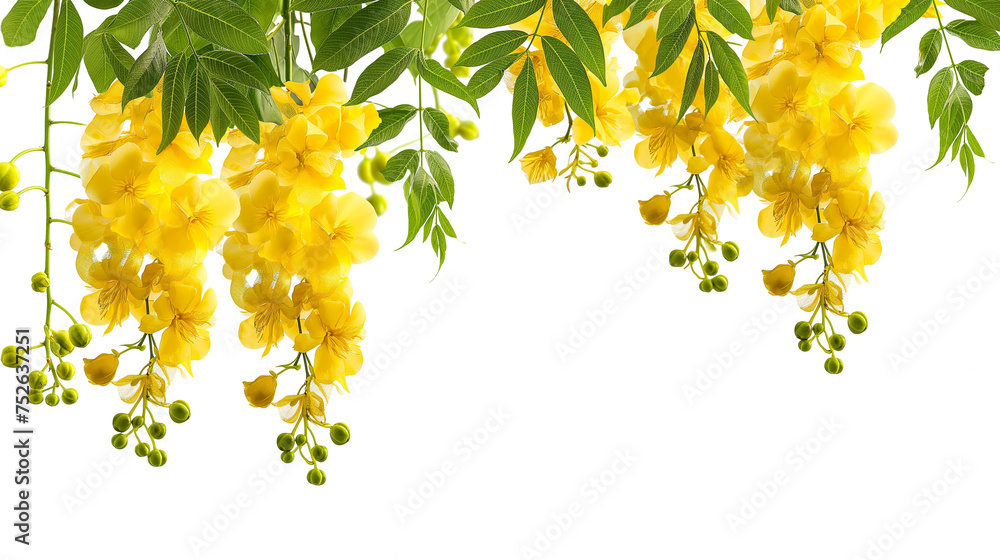 Obraz premium The cassia fistula flower or National of Myanmar flower, Illustration.