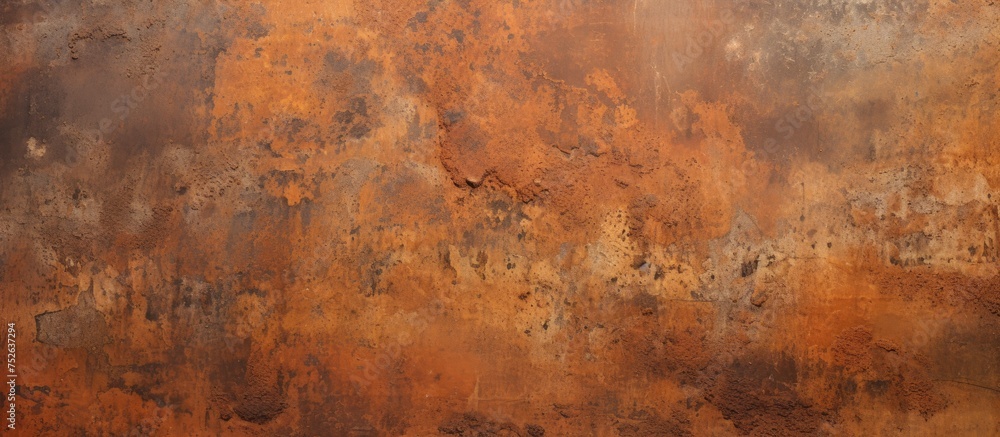 A rusted wall serves as the backdrop for a clock perched on top, showcasing the weathered and aged texture of the steel plate.