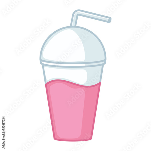 Strawberry milkshake Fast food icon sketch Vector illustration