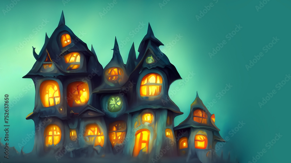 cartoon style illustration of enchanted haunted house, Halloween symbol created with generative ai technology. High quality illustration cartoon style illustration of enchanted haunted house, Halloween symbol created with generative ai technology. High quality illustration