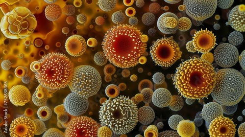 Pollen particles viewed with electronic microscope