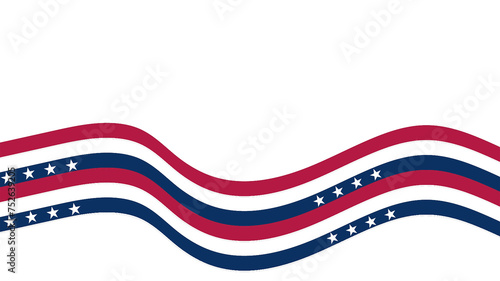 Red, white, and blue stripes with stars, space for copy