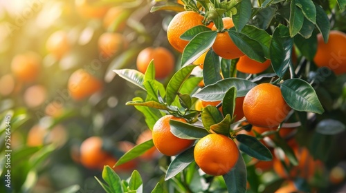 vibrant oranges growing on tree branches in orchard generative ai