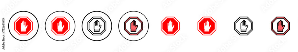 Stop icon vector illustration. stop road sign. hand stop sign and symbol. Do not enter stop red sign with hand Stop icon vector illustration. stop road sign. hand stop sign and symbol. Do not enter stop red sign with hand