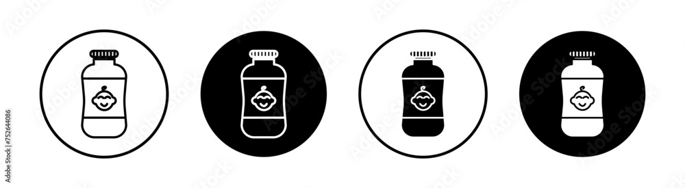 Baby powder flat line icon set. Baby powder Thin line illustration vector Baby powder flat line icon set. Baby powder Thin line illustration vector
