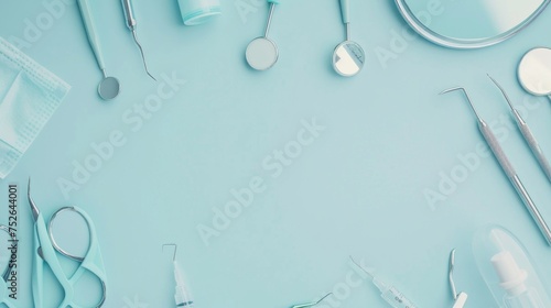 Dental tools on plain background