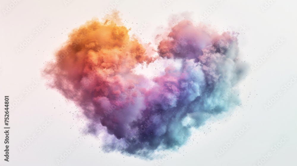 Heart shape made of colorful smoke