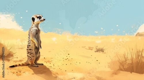 Curious meerkat illustration generative ai
