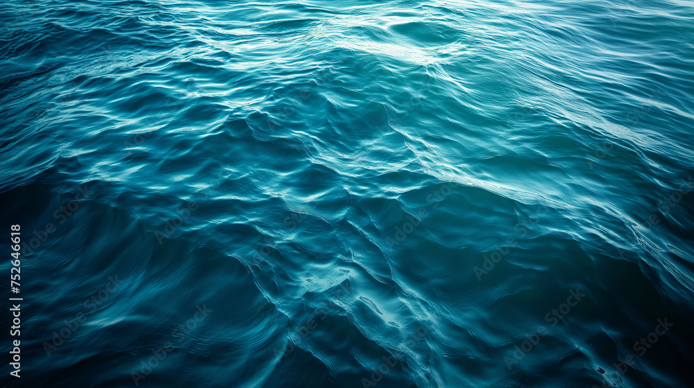 Blue green surface of the ocean in Catalina Island California with gentle ripples on the surface and light refracting. Blue green surface of the ocean in Catalina Island California with gentle ripples on the surface and light refracting.