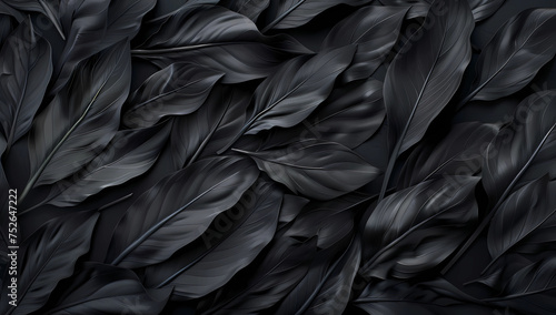 a black background with many leaves © ginstudio