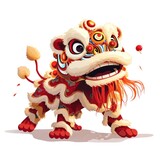 Clipart vector illustration of lion dance as the traditional Chinese folk event activities during Chinese lunar new year celebration.
