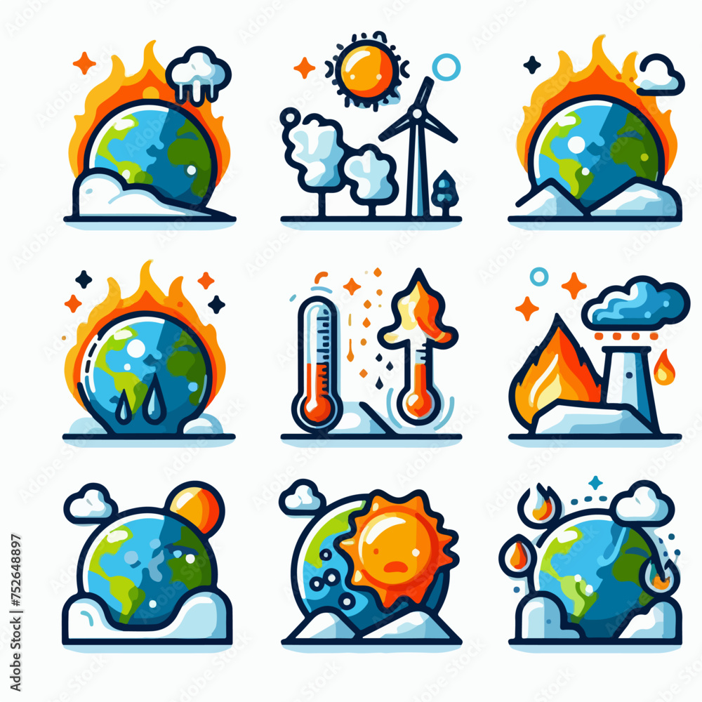 Fototapeta premium simple and elegant global warming icon