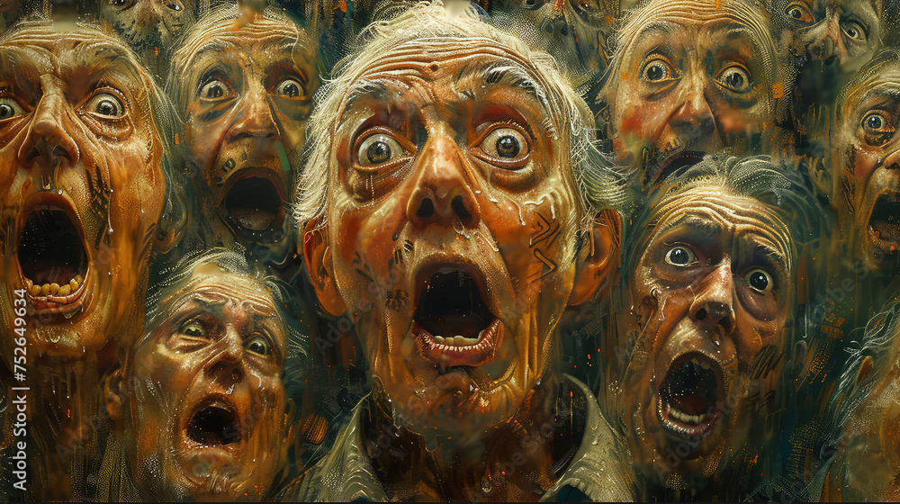 Zombie Horror: Elderly Undead with a Shocked Expression