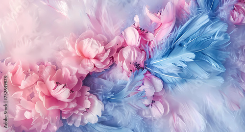 the abstract blue and pink coloring flower background