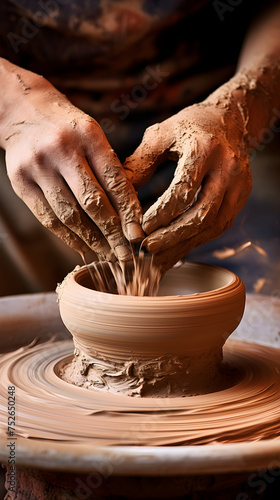 Craftsman's Magic: The Beautiful Process of Transforming Clay into a Vase photo