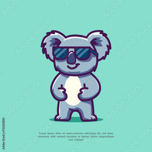 Cute Koala Cartoon Vector Icon Illustration. Flat Cartoon Style