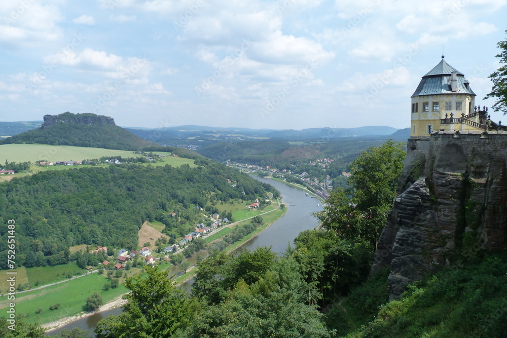 Blick auf die Elbe von der Festung Königstein in der Sächsischen Schweiz