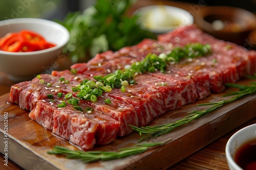 Premium raw meat with excellent marbling