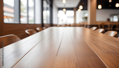 Lofty chill modern restaurant with wooden table and Depth of field , blurred background 