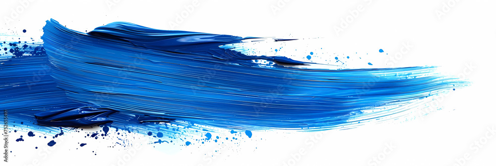 a blue paint brush stroke isolated on white background