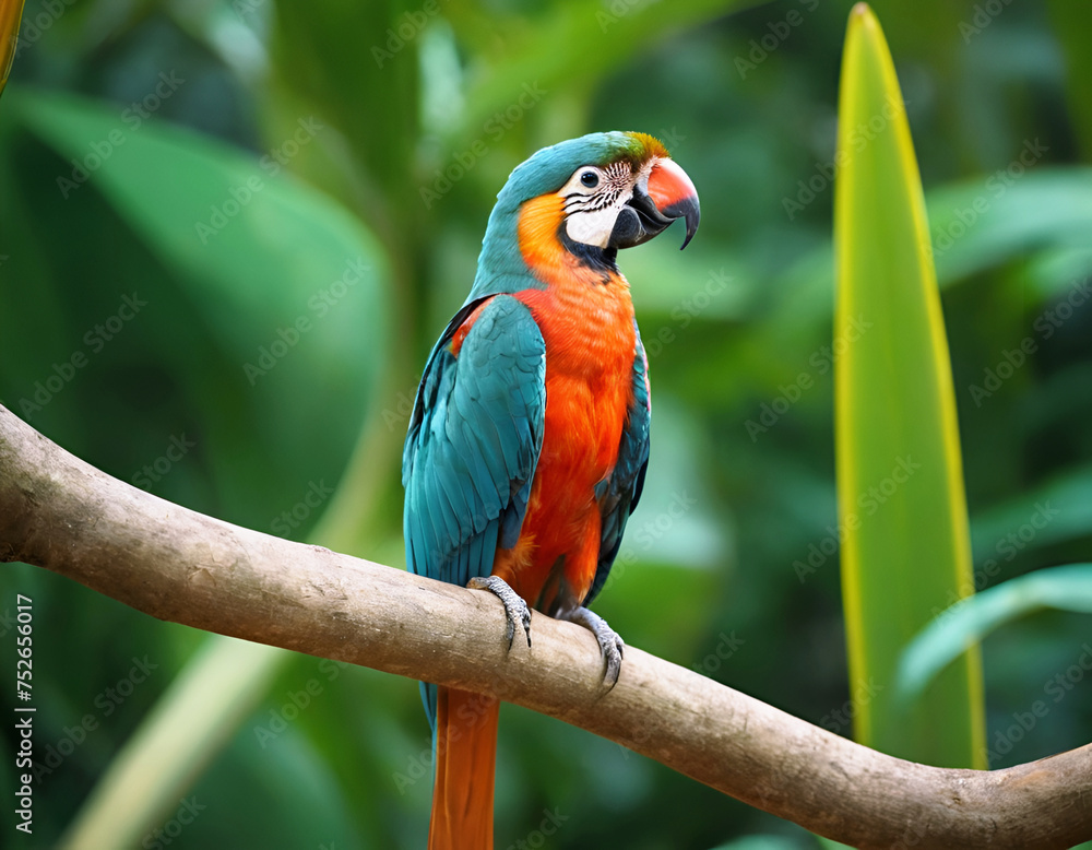 Obraz premium Bright exotic Colorful bird in a deep forest, AI generated.