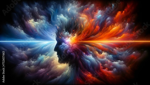 Psychological Supernova: The Colorful Unfolding of Emotional Energy in an Abstract Mental Explosion photo
