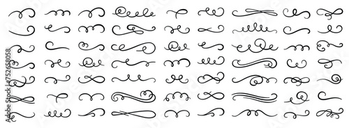 Calligraphy flourish. decorative flourishes ornament, ornamental swirl and vintage scrolls curls. Vector illustration. photo