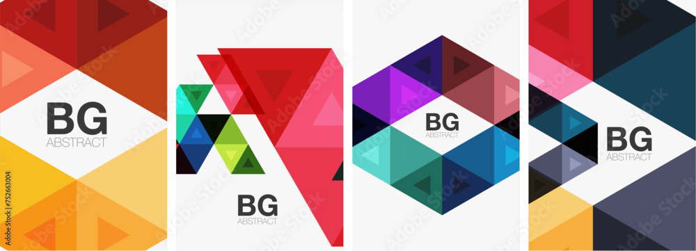 Bright colorful triangle geometric posters Bright colorful triangle geometric posters