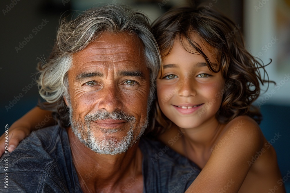 A man and a child are hugging each other A man and a child are hugging each other