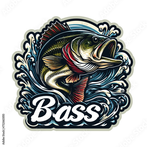 Big bass fish illustration for t shirt design
