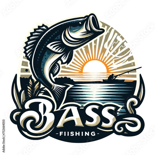 Big bass fish illustration for t shirt design