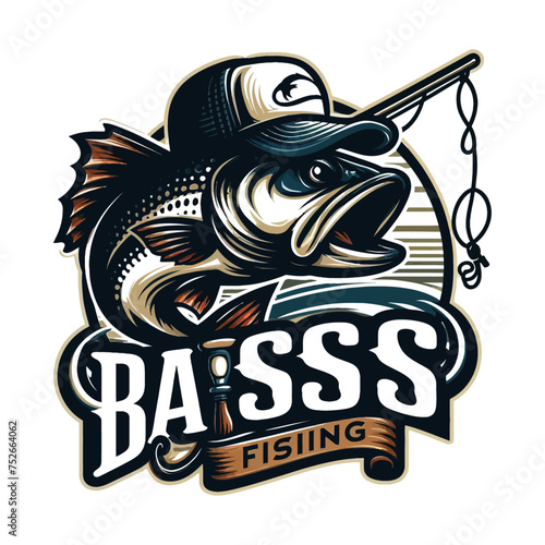 Big bass fish illustration for t shirt design