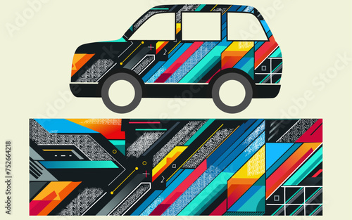 Abstract sports Car decal design.Abstract stripe racing background kit designs for wrap vehicle, race car.