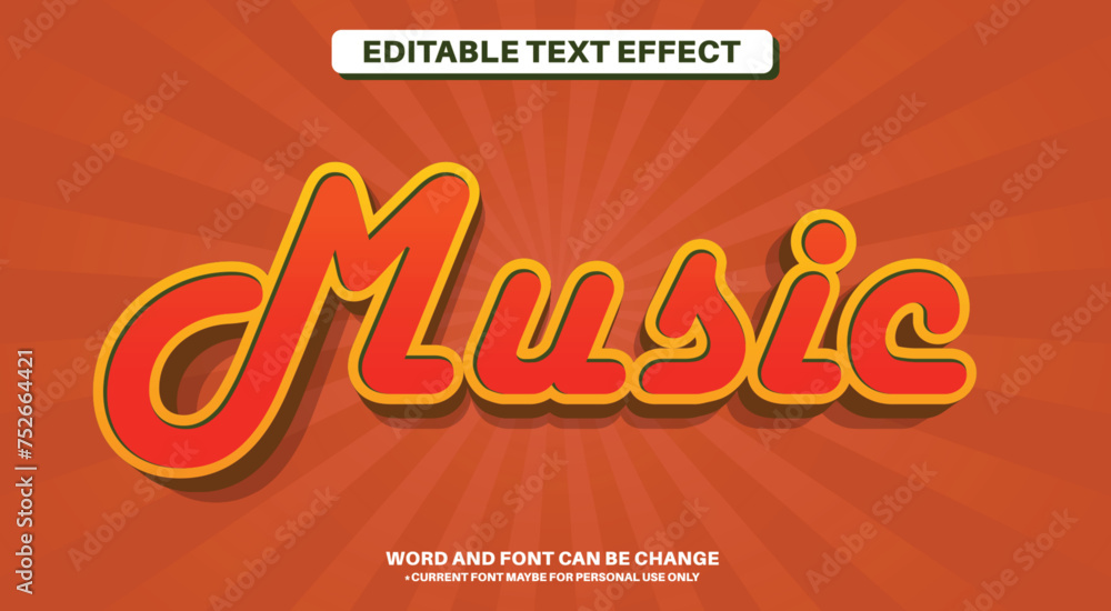 Stylist Vintage 3D Fully Editable Text Effect - Music