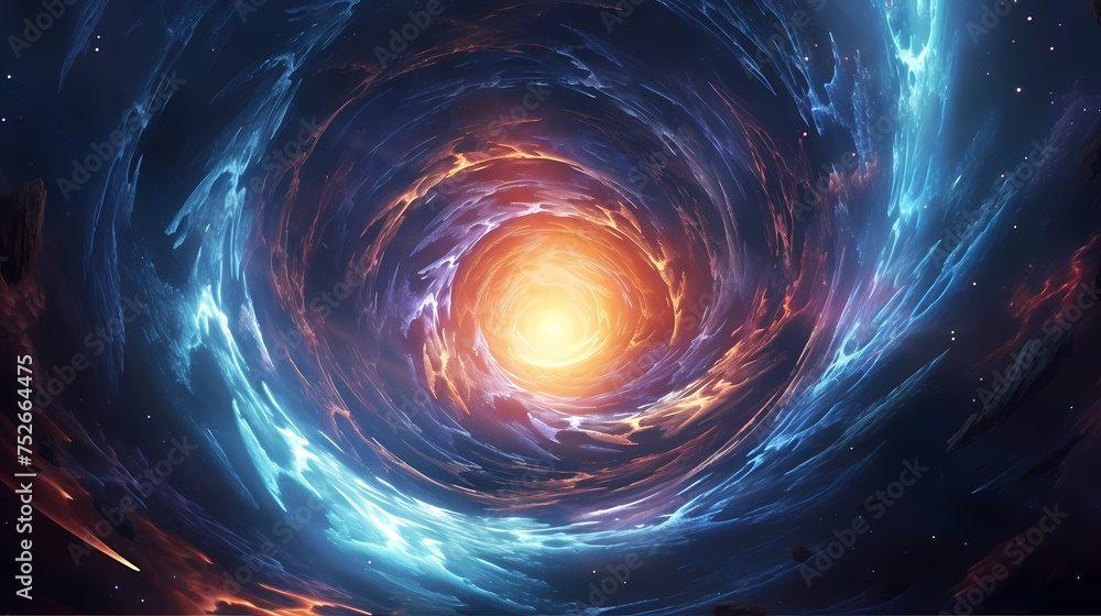Obraz premium 3D digital art aesthetic technology design abstract, abstract fractal light background plate sky blue space holographic concept illustration