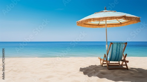 ビーチパラソルと青い海と空、リゾートの夏の風景