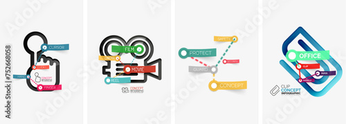 Set of infographics with line design icons. Vector illustration For Wallpaper, Banner, Background, Card, Book Illustration, landing page