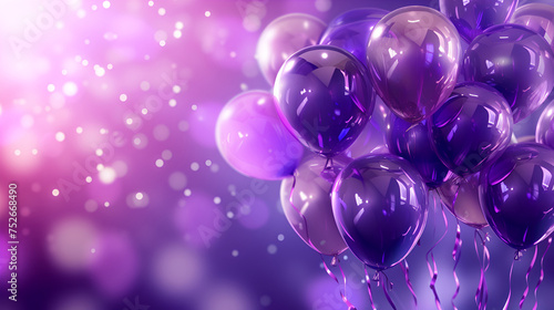 beautiful ballons with purple background