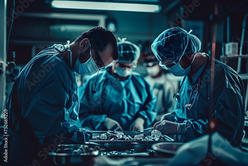 Medical Staff Working in the Operating Room, To convey the intensity and seriousness of a medical procedure being performed by skilled professionals