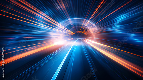High-speed tunnel with dynamic light trails